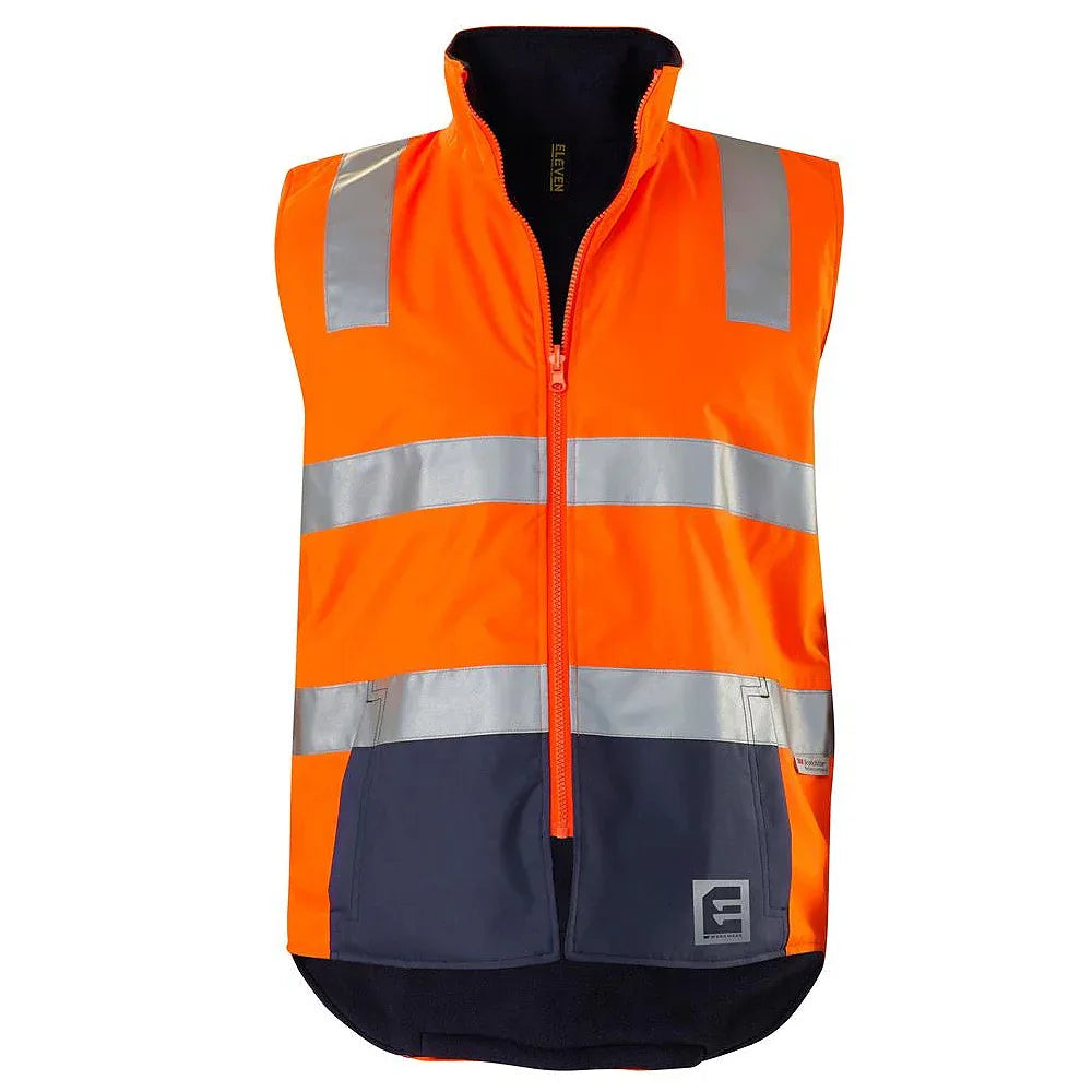 ELEVEN Workwear Day/Night Hi-Vis 3M 'Hoop' Taped Reversible Vest - RSEA Safety Outlet